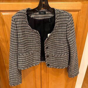 NWT Theory Womens Size 6 U-Neck Cardigan in Striped Tweed